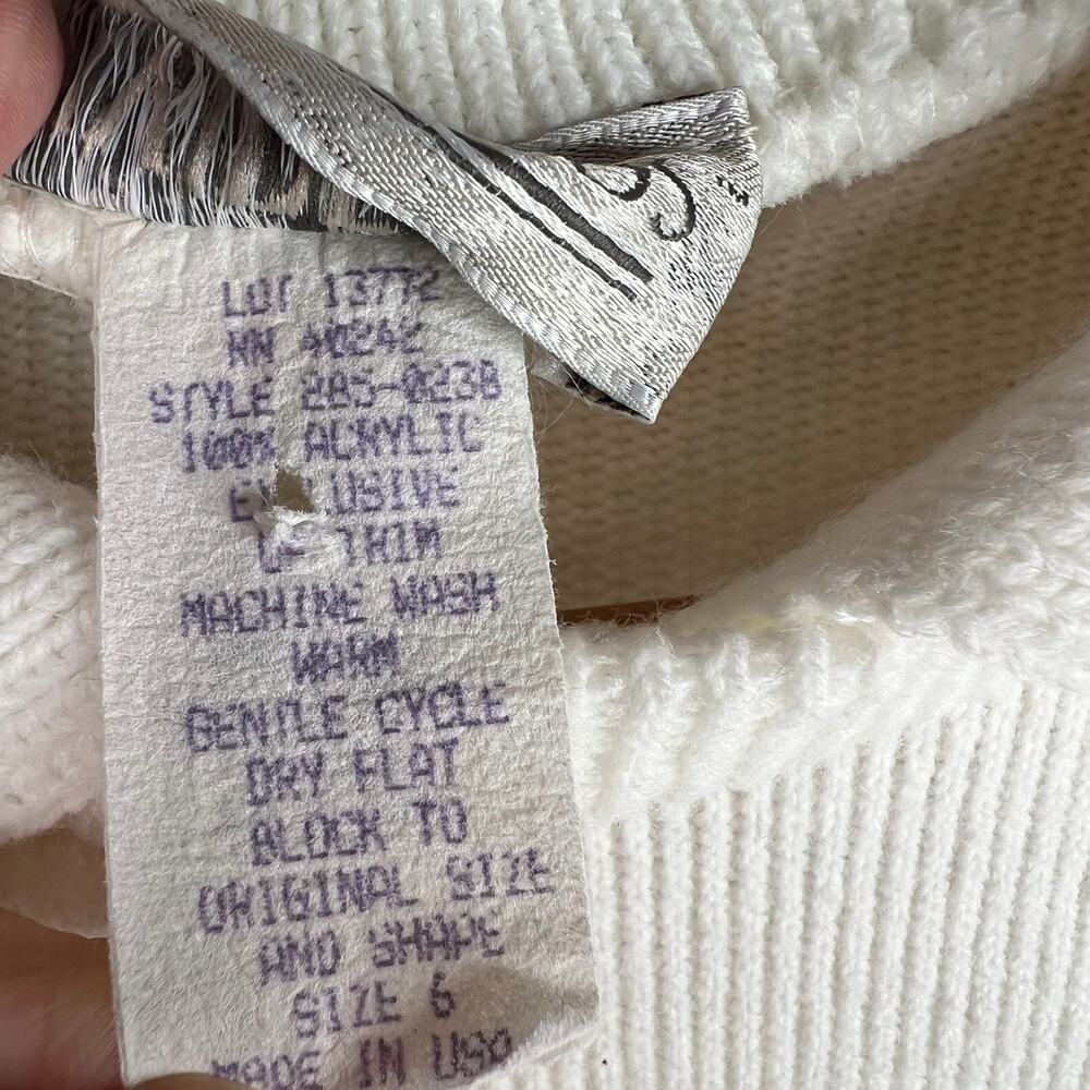 Vintage Dividends Off White Collared Sweater Small - Picture 6 of 8
